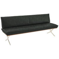 SITZBANK 214/88/66 cm Echtleder Edelstahlfarben, Dunkelgrün Nussbaum furniert Metall  - Dunkelgrün/Edelstahlfarben, Design, Leder/Holz (214/88/66cm) - Koinor