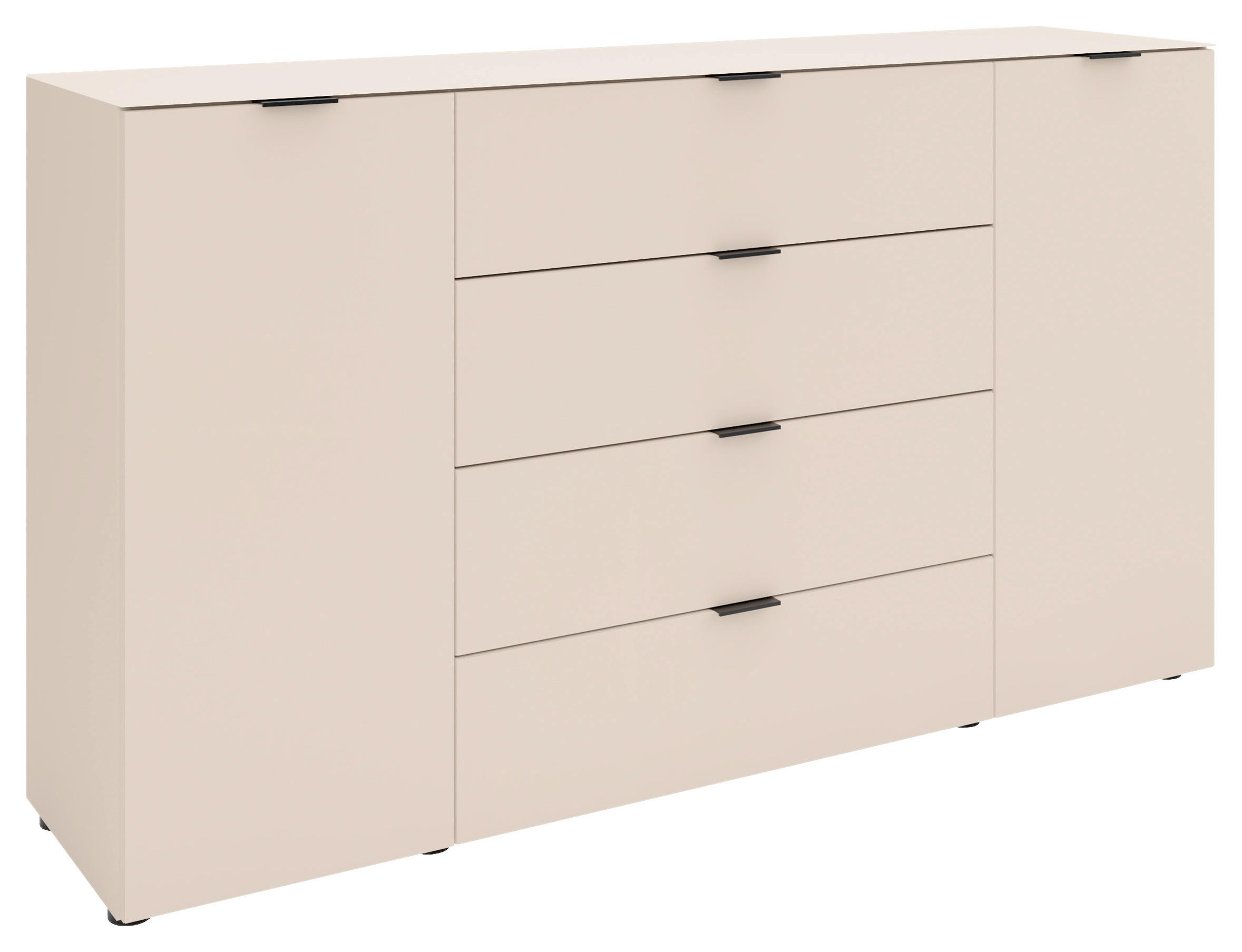 SIDEBOARD  160/94/40 cm 4 Schublade(n)  - Kaschmir/Schwarz, Basics, Glas/Holzwerkstoff (160/94/40cm) - Novel