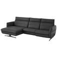 ECKSOFA in Echtleder Anthrazit  169/298 cm  - Anthrazit/Schwarz, Design, Leder/Metall (169/298cm) - Dieter Knoll