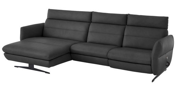 ECKSOFA in Echtleder Anthrazit  169/298 cm  - Anthrazit/Schwarz, Design, Leder/Metall (169/298cm) - Dieter Knoll