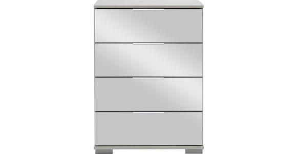 NACHTKÄSTCHEN 52/74/38 cm  in Weiß  - Alufarben/Weiß, Design, Glas/Holzwerkstoff (52/74/38cm) - Carryhome