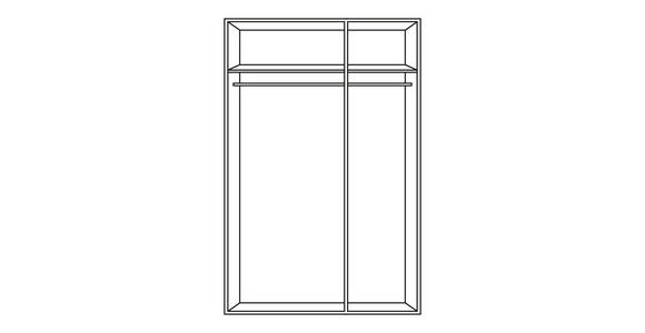 DREHTÜRENSCHRANK in Eichefarben - Eichefarben/Silberfarben, KONVENTIONELL, Glas/Holzwerkstoff (135/210/58cm) - Cantus