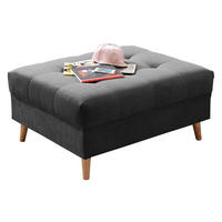HOCKER Mikrovelours Anthrazit  - Anthrazit/Kieferfarben, KONVENTIONELL, Holz/Textil (106/48/80cm) - MID.YOU