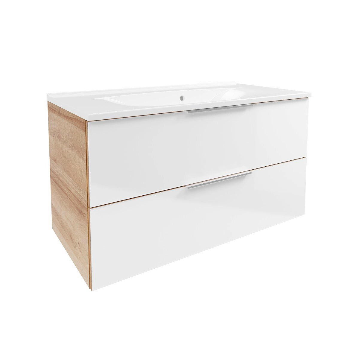WASCHTISCHKOMBI  - Chromfarben/Eichefarben, Basics, Glas/Holzwerkstoff (100/56,2/50cm) - MID.YOU