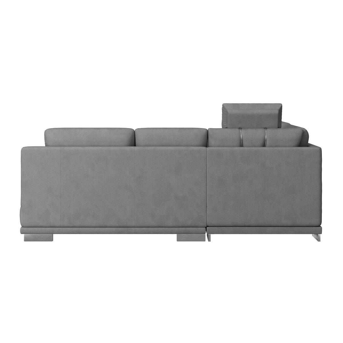 WOHNLANDSCHAFT in Velours Dunkelgrau  - Chromfarben/Dunkelgrau, Konventionell, Textil/Metall (217/264cm) - MID.YOU