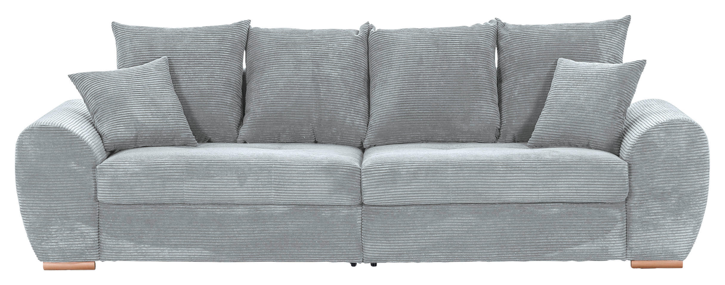 BIGSOFA Cord Hellgrau  - Eichefarben/Hellgrau, KONVENTIONELL, Holz/Textil (270/72/109cm) - Carryhome