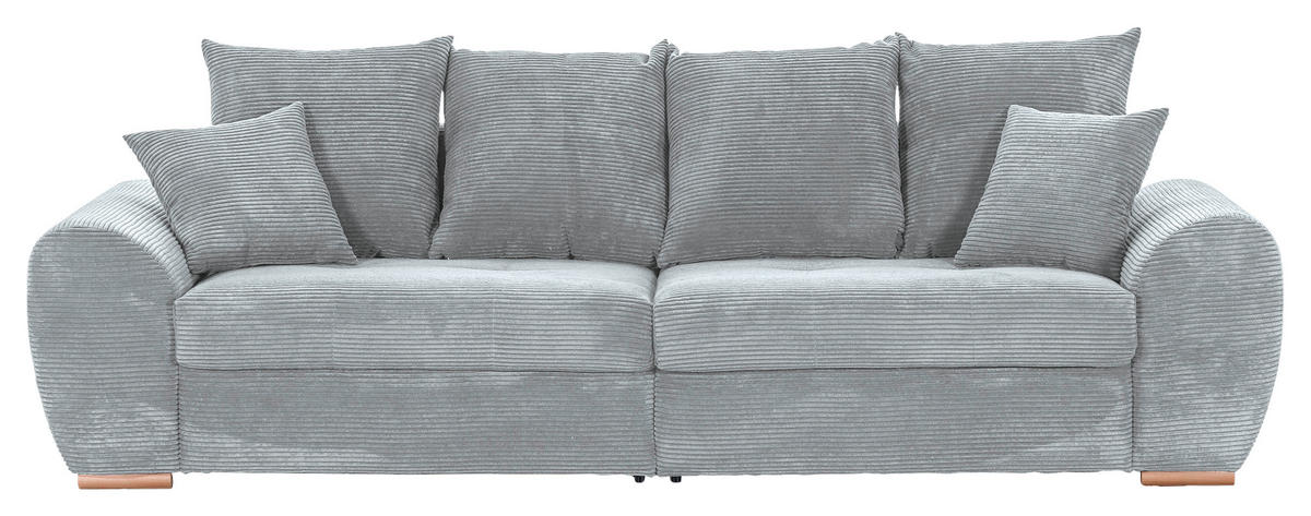 BIGSOFA in Cord Hellgrau  - Eichefarben/Hellgrau, Konventionell, Holz/Textil (270/72/109cm) - Carryhome