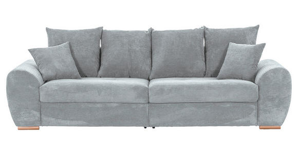 BIGSOFA in Cord Hellgrau  - Eichefarben/Hellgrau, KONVENTIONELL, Holz/Textil (270/72/109cm) - Carryhome