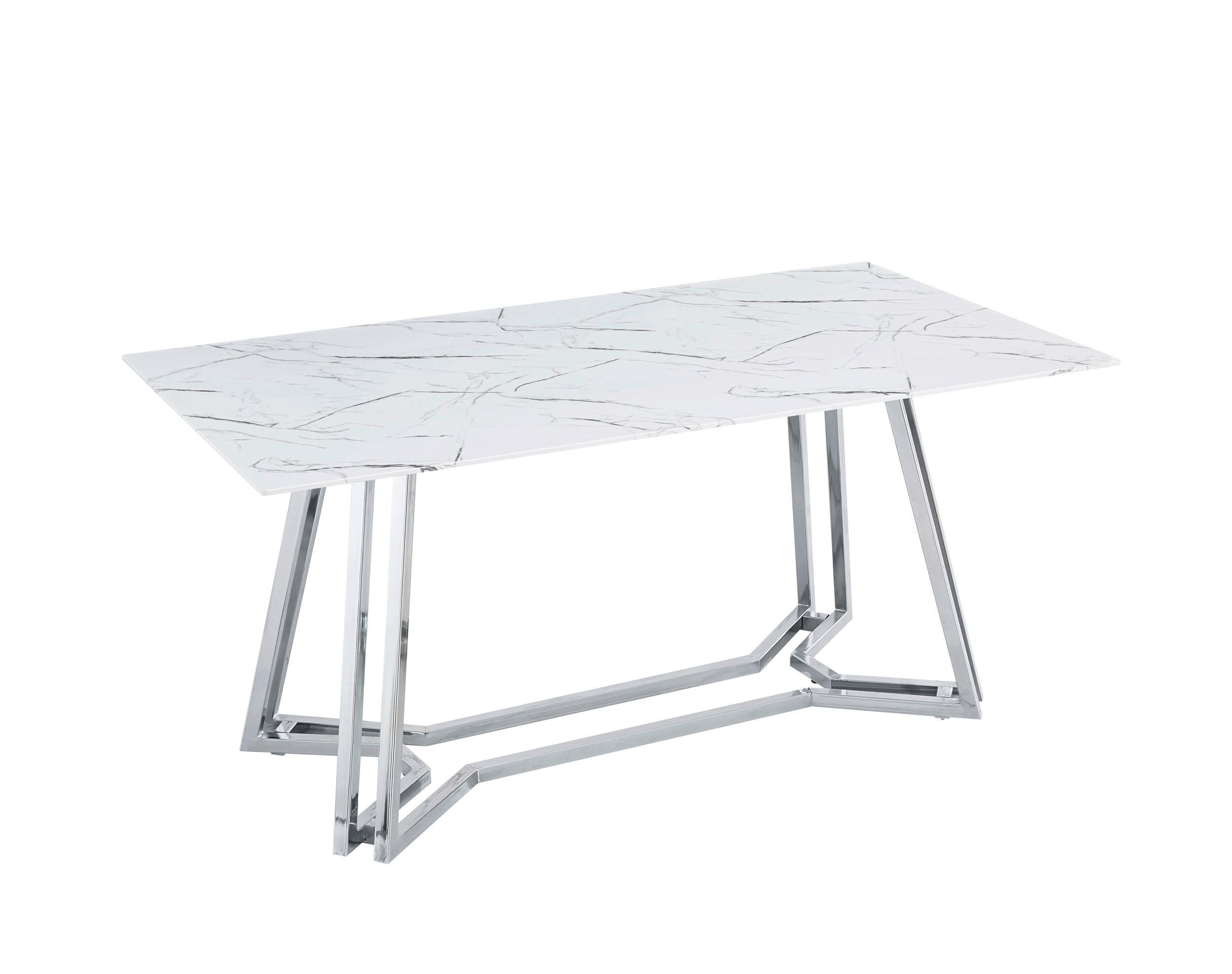 ESSTISCH in Glas 160/90/76 cm  - Chromfarben/Weiß, MODERN, Glas/Metall (160/90/76cm) - Livetastic