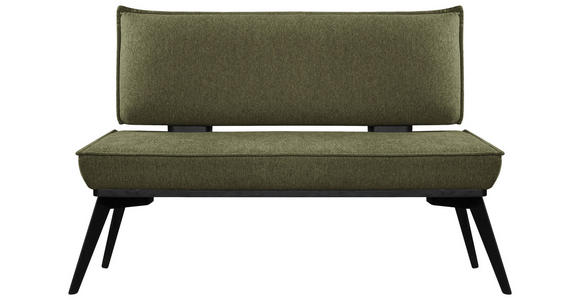 SITZBANK 173/90/65 cm Webstoff Olivgrün, Schwarz Buche massiv - Schwarz/Olivgrün, Basics, Holz/Textil (173/90/65cm) - Carryhome