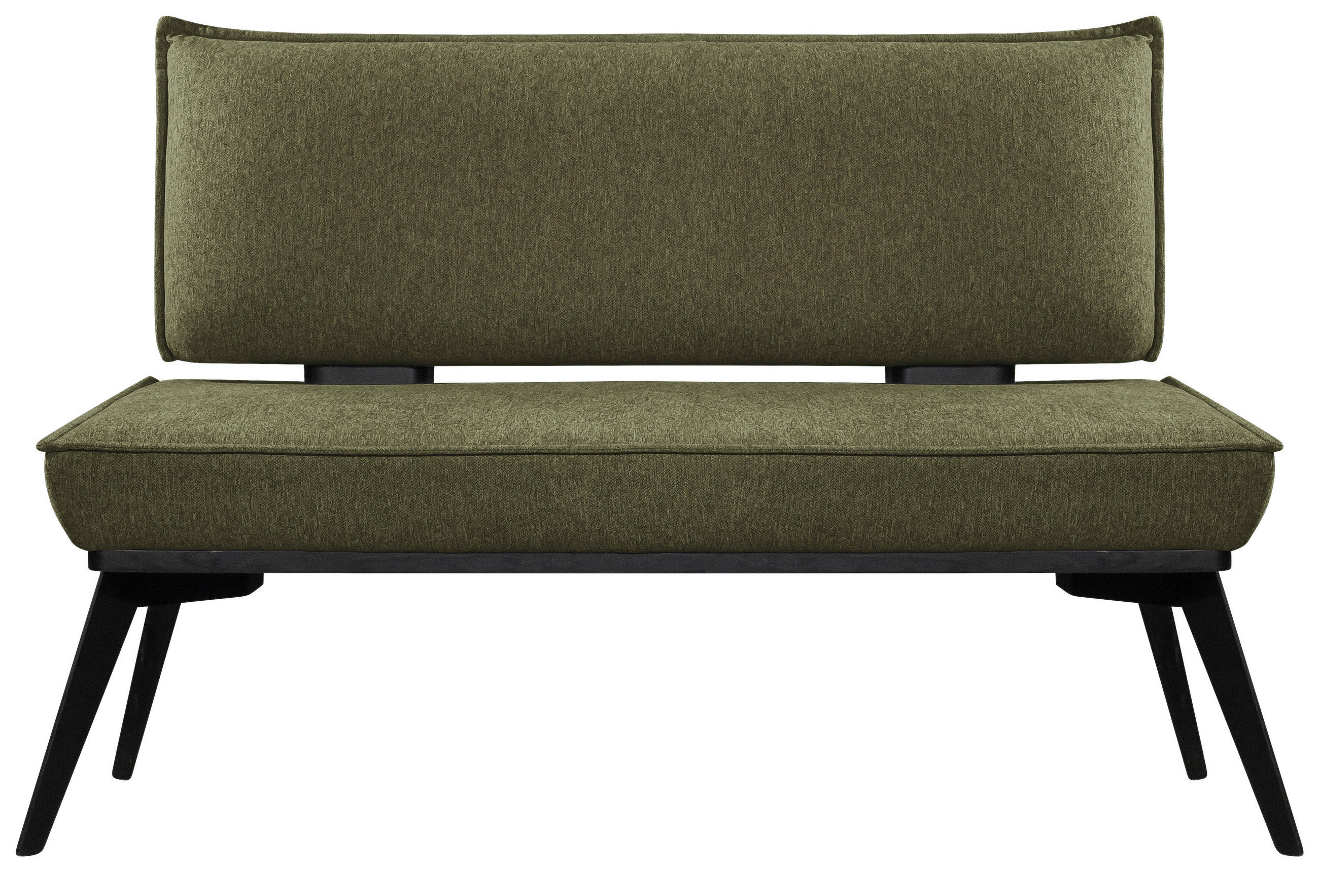 SITZBANK 153/90/65 cm Webstoff Schwarz, Olivgrün Buche massiv  - Schwarz/Olivgrün, Basics, Holz/Textil (153/90/65cm) - Carryhome
