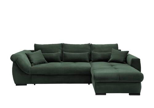 ECKSOFA Dunkelgrün Cord  - Dunkelgrün/Schwarz, MODERN, Holz/Textil (302/188cm) - MID.YOU