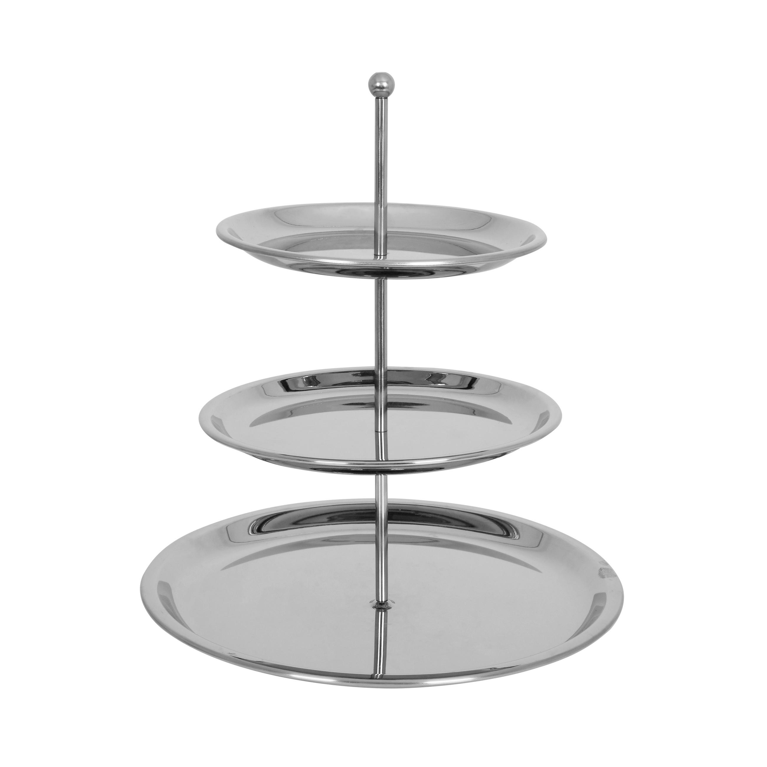 ETAGERE 3-stöckig - Edelstahlfarben, KONVENTIONELL, Metall (28,9/33cm) - Homeware Profession.