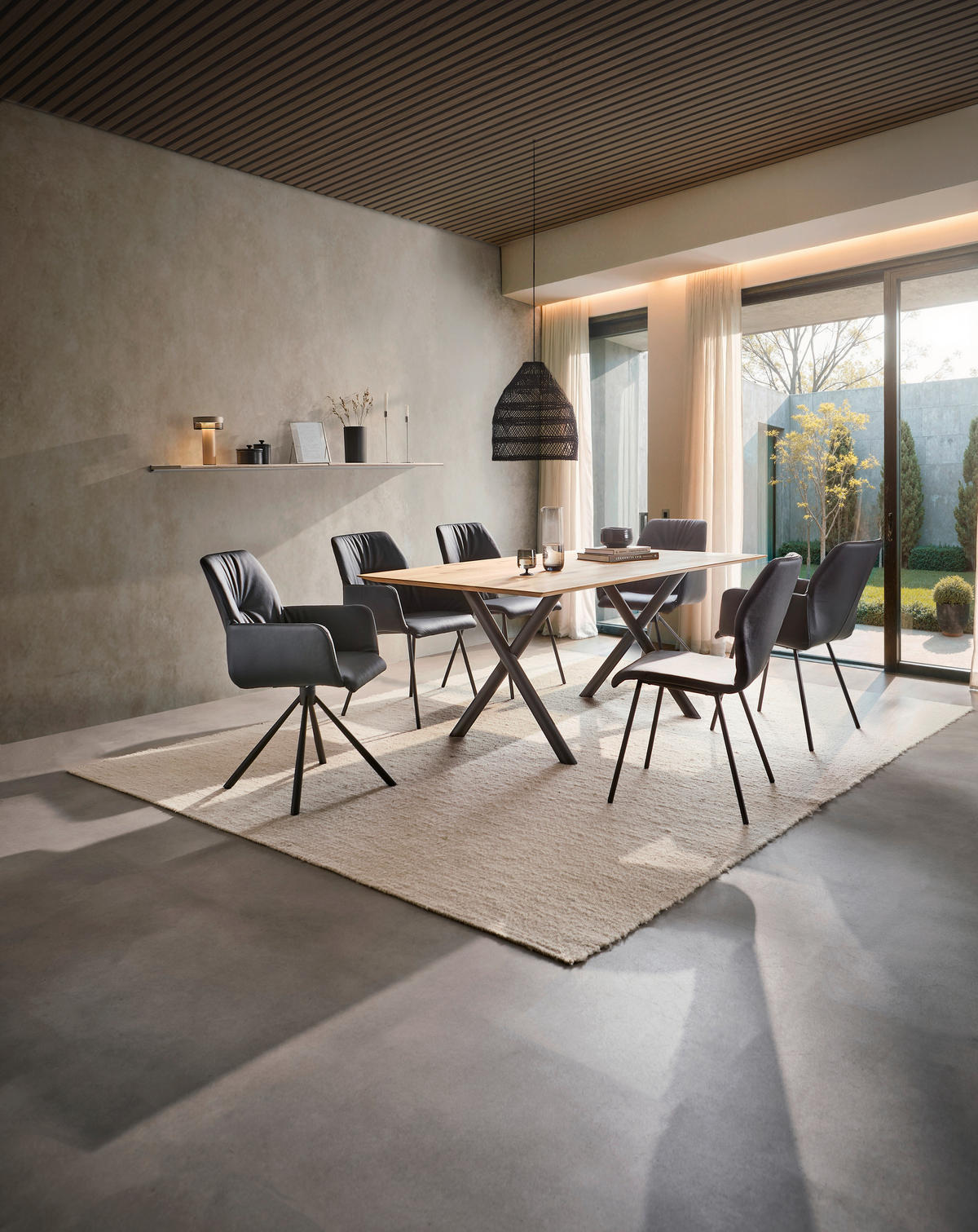 ESSTISCH in Holz, Metall 180/100/75 cm  - Eichefarben/Anthrazit, Design, Holz/Metall (180/100/75cm) - Bert Plantagie