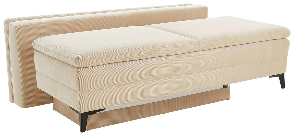 BOXSPRINGSOFA in Cord Beige  - Beige/Schwarz, Design, Textil/Metall (200/100/108cm) - Novel