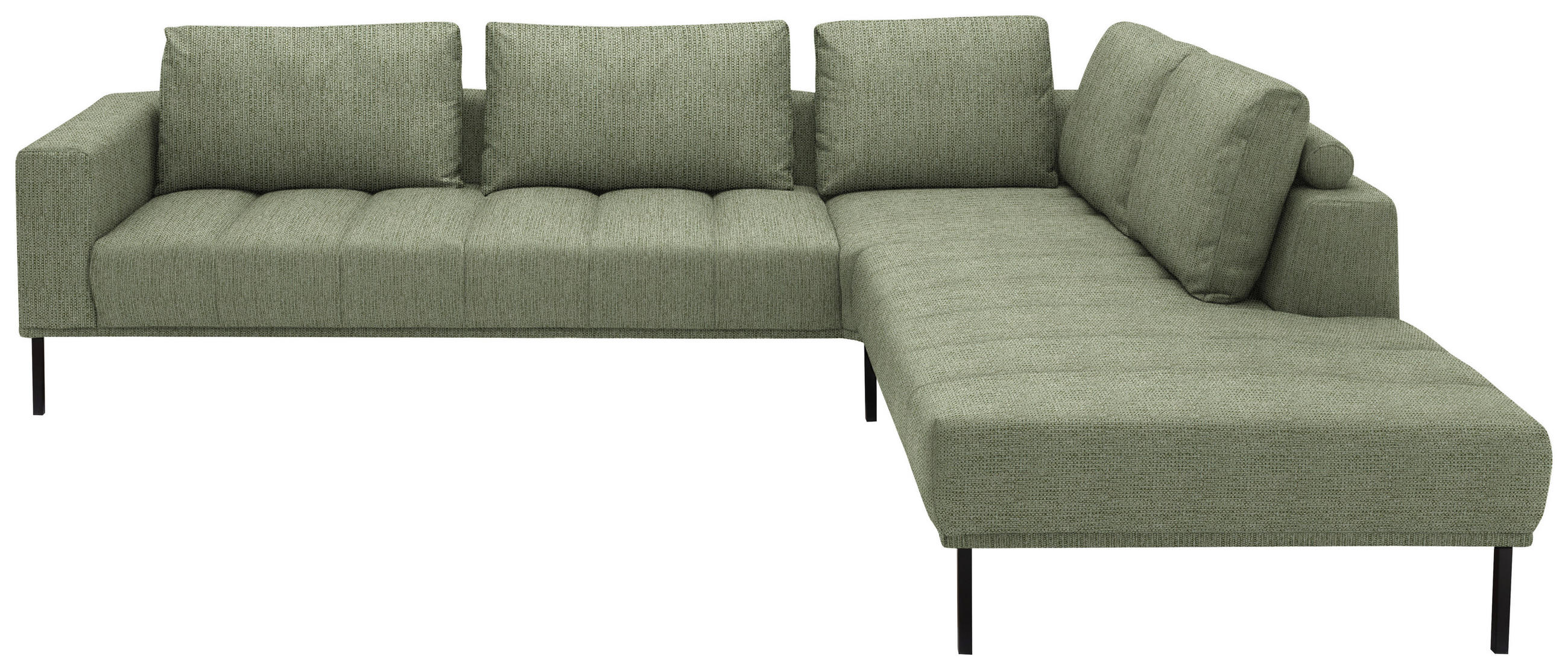 ECKSOFA  in Flachgewebe Olivgrün  308/270 cm  - Schwarz/Olivgrün, Design, Textil/Metall (308/270cm) - Pure Home Lifestyle