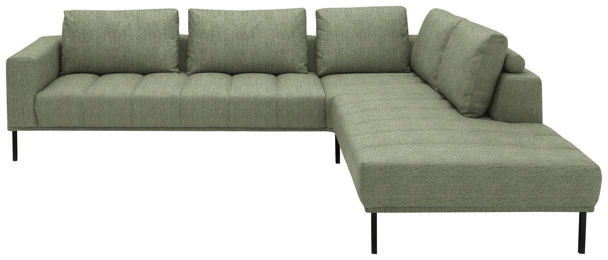 ECKSOFA  in Flachgewebe Olivgrün  308/270 cm  - Schwarz/Olivgrün, Design, Textil/Metall (308/270cm) - Pure Home Lifestyle