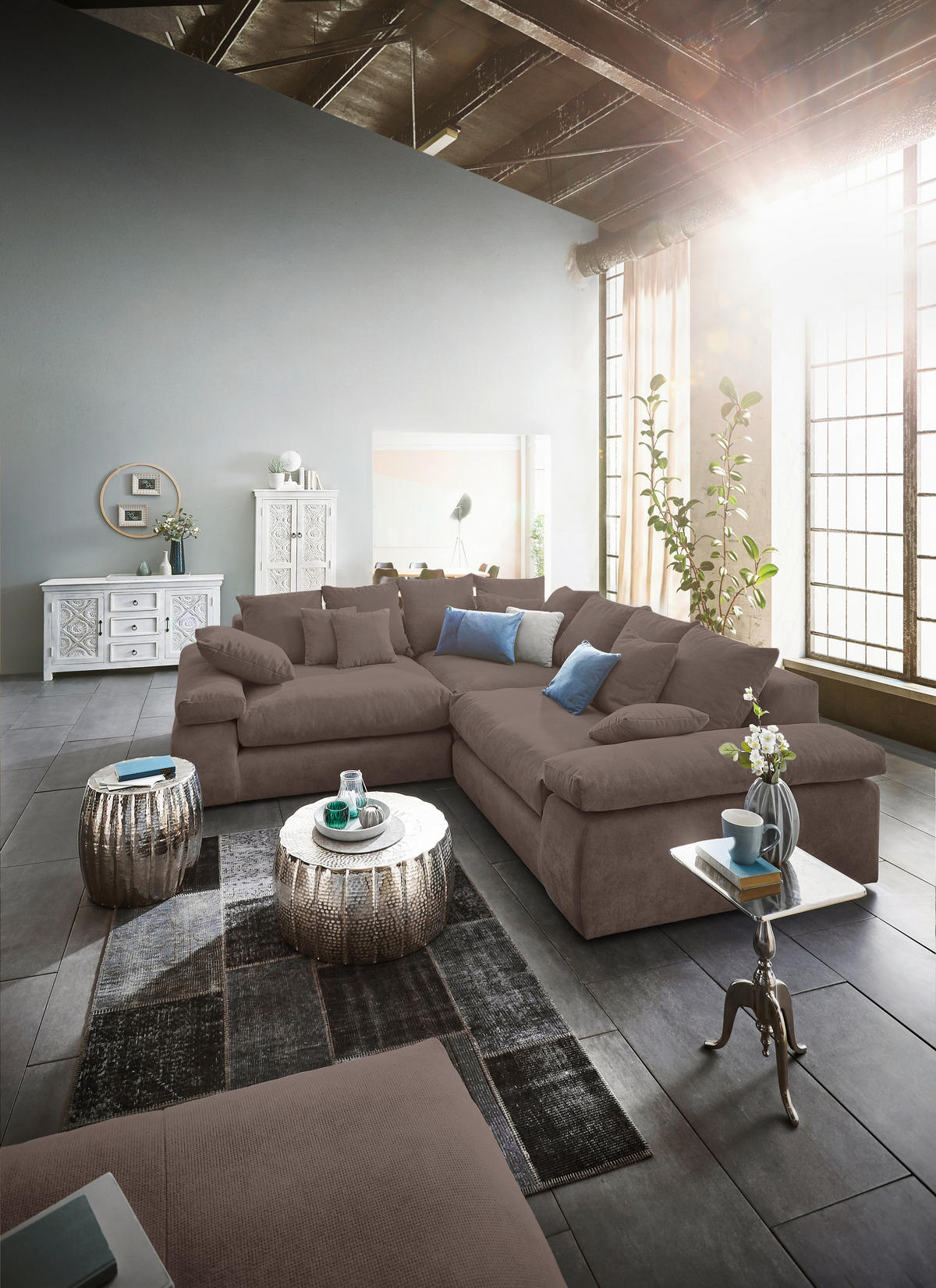 ECKSOFA  in Webstoff Braun  284/284 cm  - Schwarz/Braun, Design, Kunststoff/Textil (284/284cm) - Carryhome