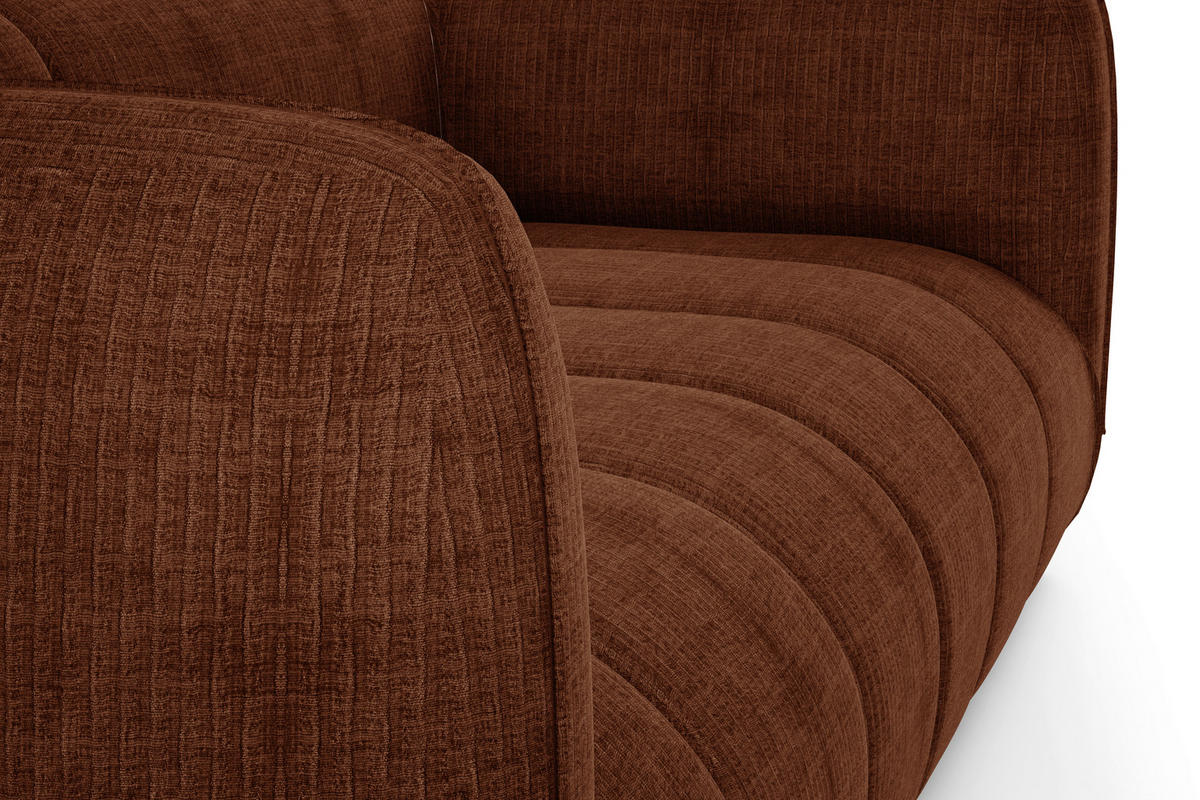 SOFA in Struktur Terracotta  - Terracotta/Schwarz, Design, Holz/Textil (240/80/95cm) - MID.YOU