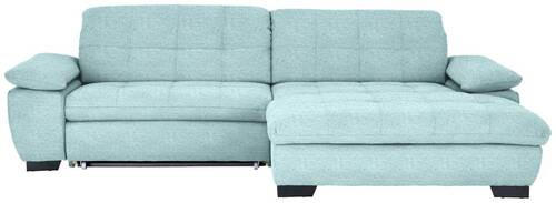 ECKSOFA in Webstoff Türkis  - Türkis/Schwarz, Design, Textil/Metall (265/180cm) - Carryhome