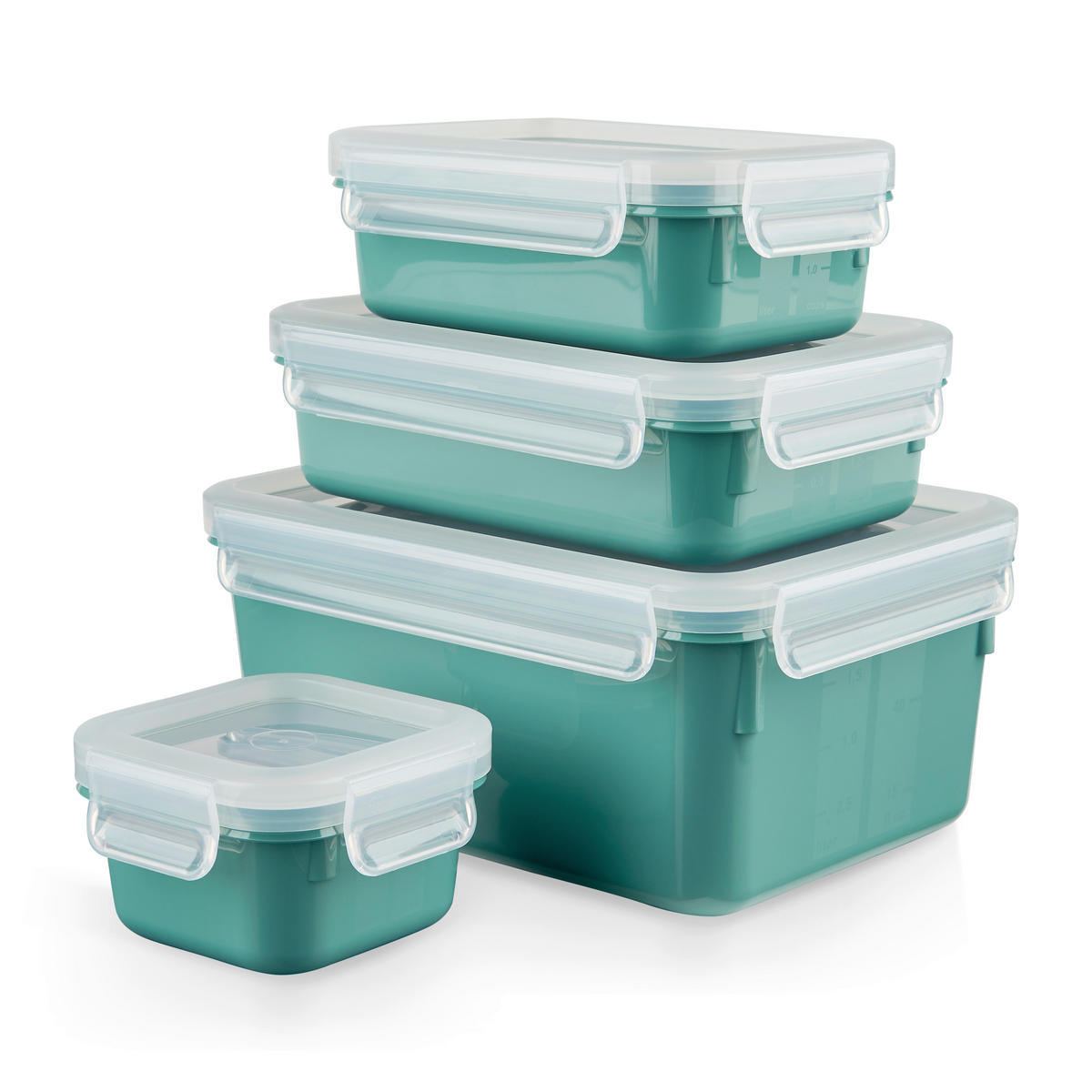 FRISCHHALTEDOSENSET CLIP & CLOSE COLOR EDITION 4-teilig  - Transparent/Petrol, Basics, Kunststoff (22,6/16,7/9,9cm) - Emsa