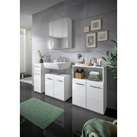 BADEZIMMER 4-teilig  in 150 cm  - Weiß Hochglanz/Silberfarben, MODERN, Holzwerkstoff/Kunststoff (150cm) - MID.YOU