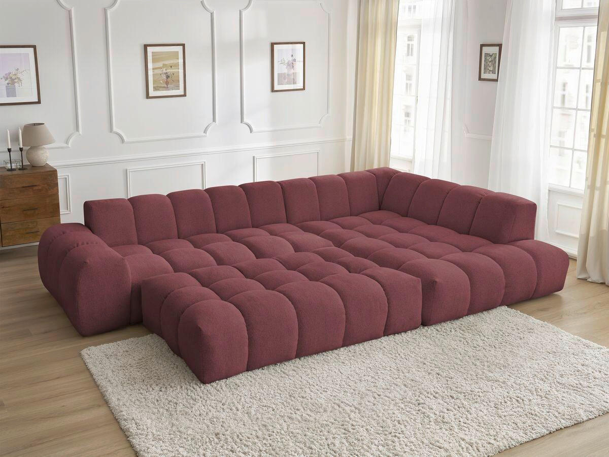 ECKSOFA Ottomane rechts  EVEREST Rot Flachgewebe  - Rot/Schwarz, MODERN, Kunststoff/Textil (352/210cm) - Livetastic