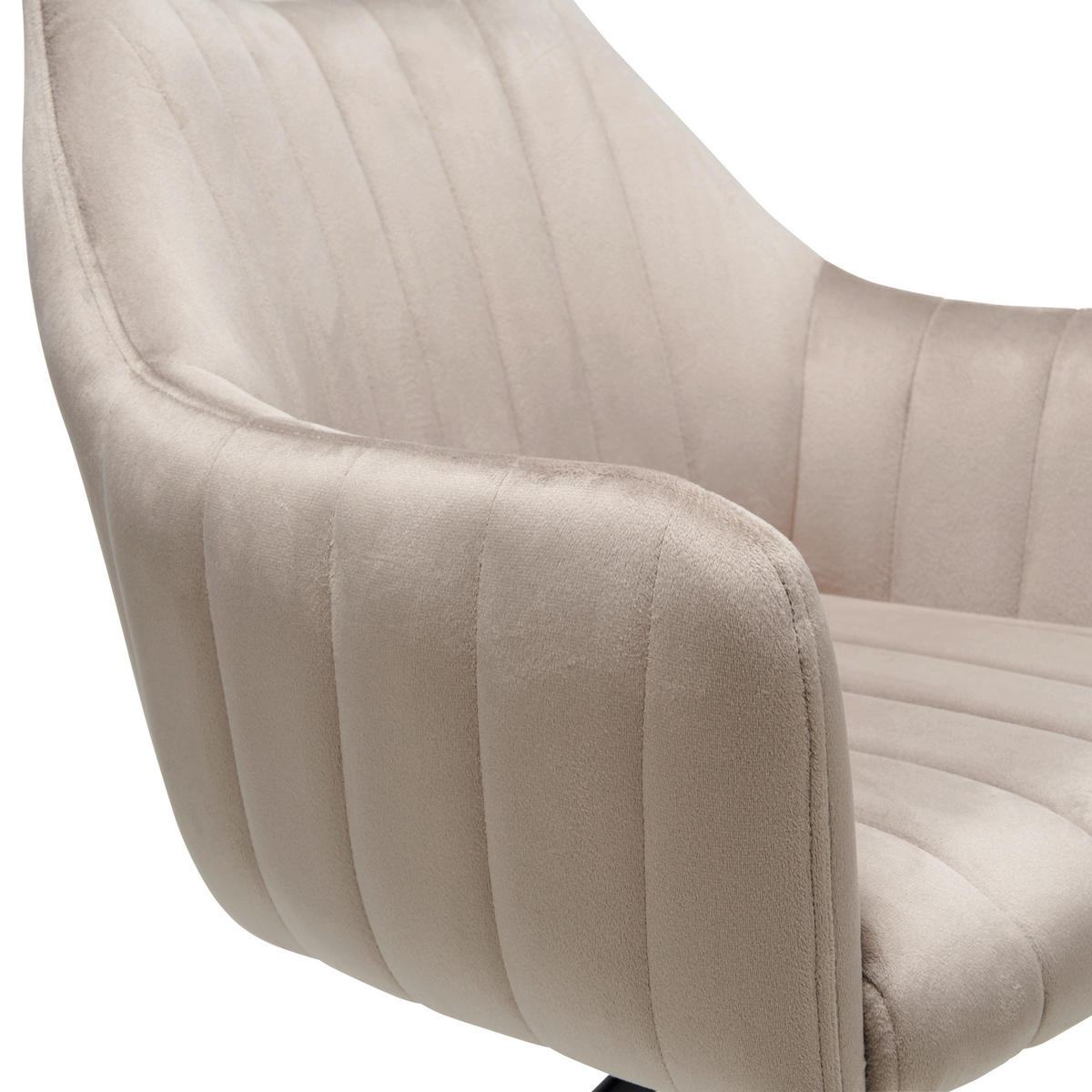ARMLEHNSTUHL  in Eisen Samt  - Beige/Schwarz, Lifestyle, Textil/Metall (60/83/59cm) - MID.YOU