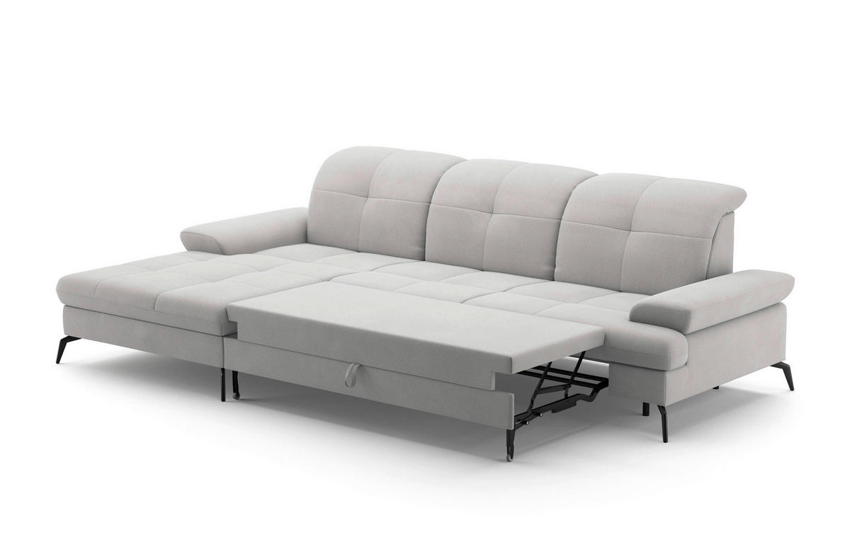 ECKSOFA Silberfarben Flachgewebe  - Silberfarben/Schwarz, KONVENTIONELL, Textil/Metall (185/279cm) - Sit & More