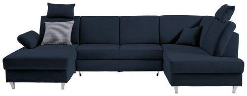 WOHNLANDSCHAFT in Webstoff Dunkelblau  - Silberfarben/Dunkelblau, KONVENTIONELL, Holz/Textil (167/322/186cm) - Cantus