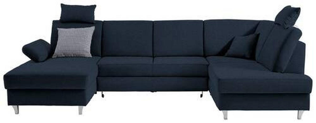 WOHNLANDSCHAFT in Webstoff Dunkelblau  - Silberfarben/Dunkelblau, Konventionell, Holz/Textil (167/322/186cm) - Cantus