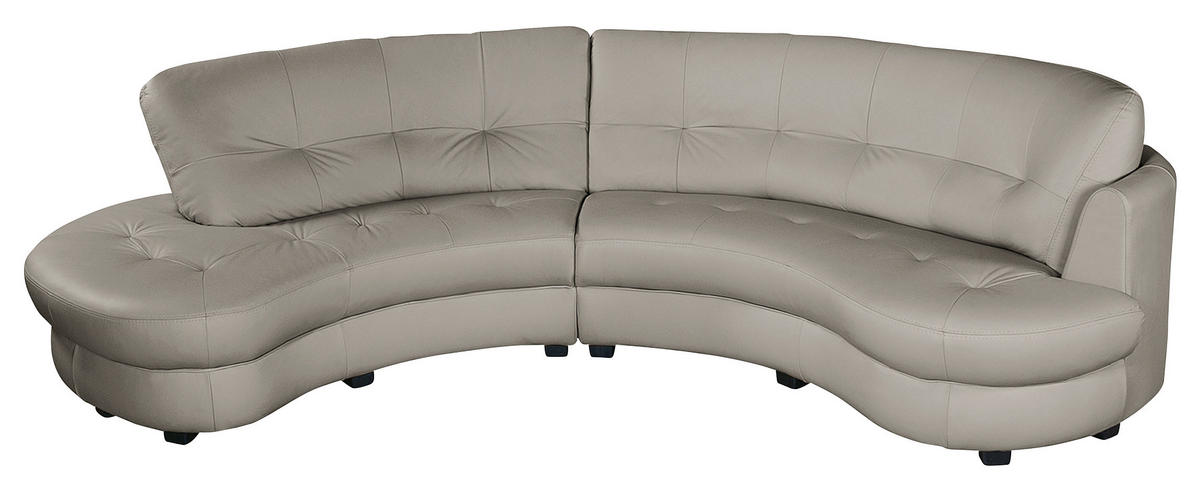 ECKSOFA Hellgrau Echtleder Lederlook  - Hellgrau/Schwarz, Design, Leder/Kunststoff (113/300cm) - Livetastic