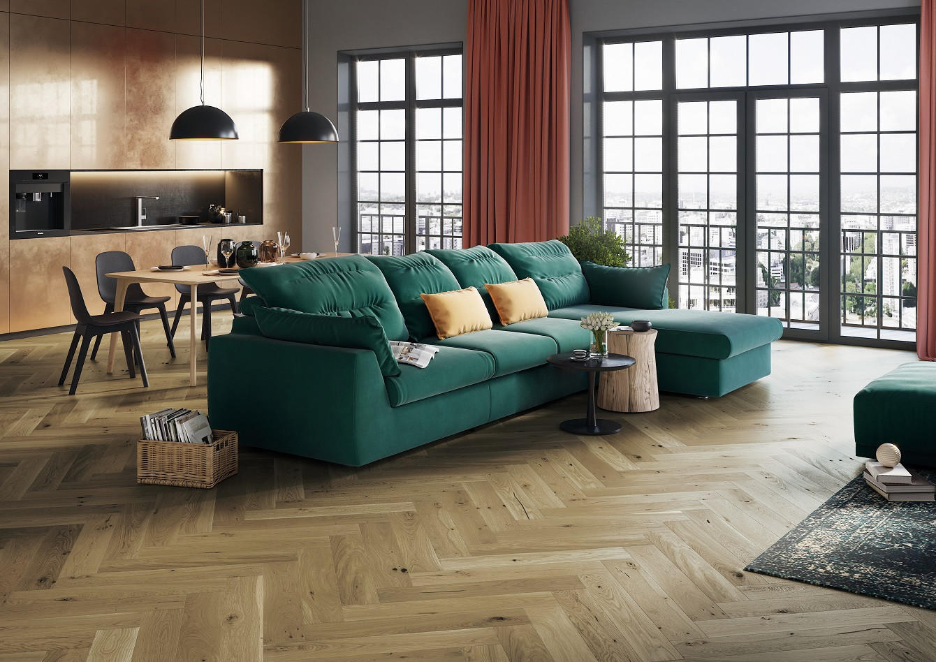 FISCHGRÄT Eiche Toffee  per  m² - Eichefarben, Design, Holz (72,5/13/1,4cm) - Ambiente