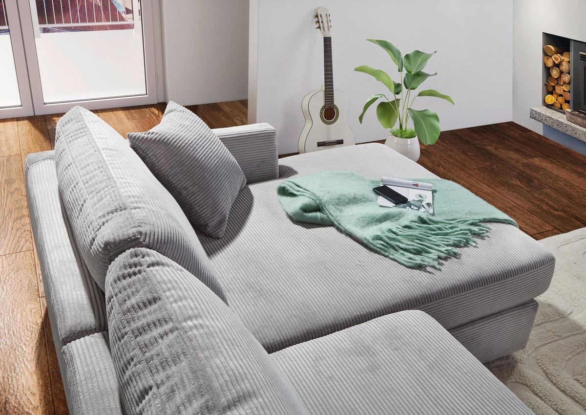 ECKSOFA  in Cord Hellgrau  234/170 cm  - Hellgrau/Schwarz, KONVENTIONELL, Kunststoff/Textil (234/170cm) - Carryhome