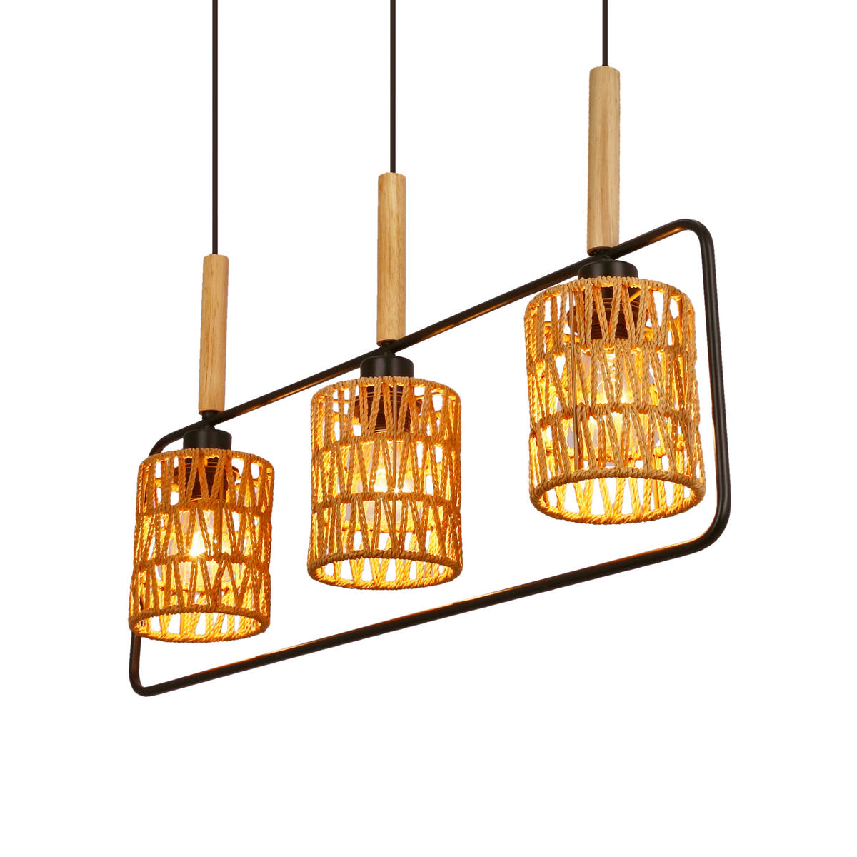 PENDELLEUCHTE Crown 70/12/110 cm   - Beige/Schwarz, Natur, Textil/Metall (70/12/110cm)