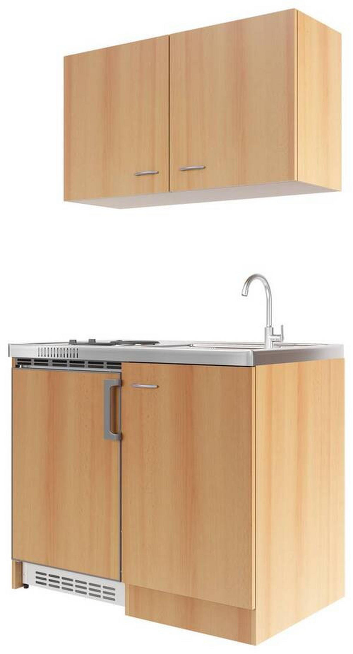 MINIKUCHYŇA NANO 100 - farba buka/farba ušľachtilej ocele, Modern, kompozitné drevo/plast (100cm) - FlexWell