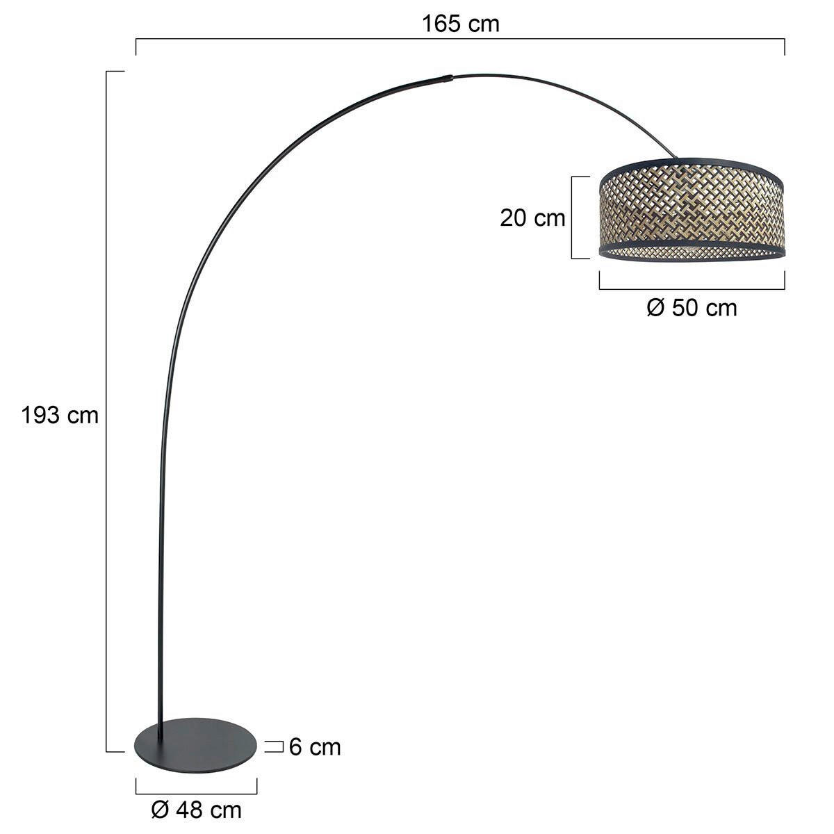 STEHLEUCHTE - Schwarz/Braun, Trend, Textil/Metall (50/240/230cm)
