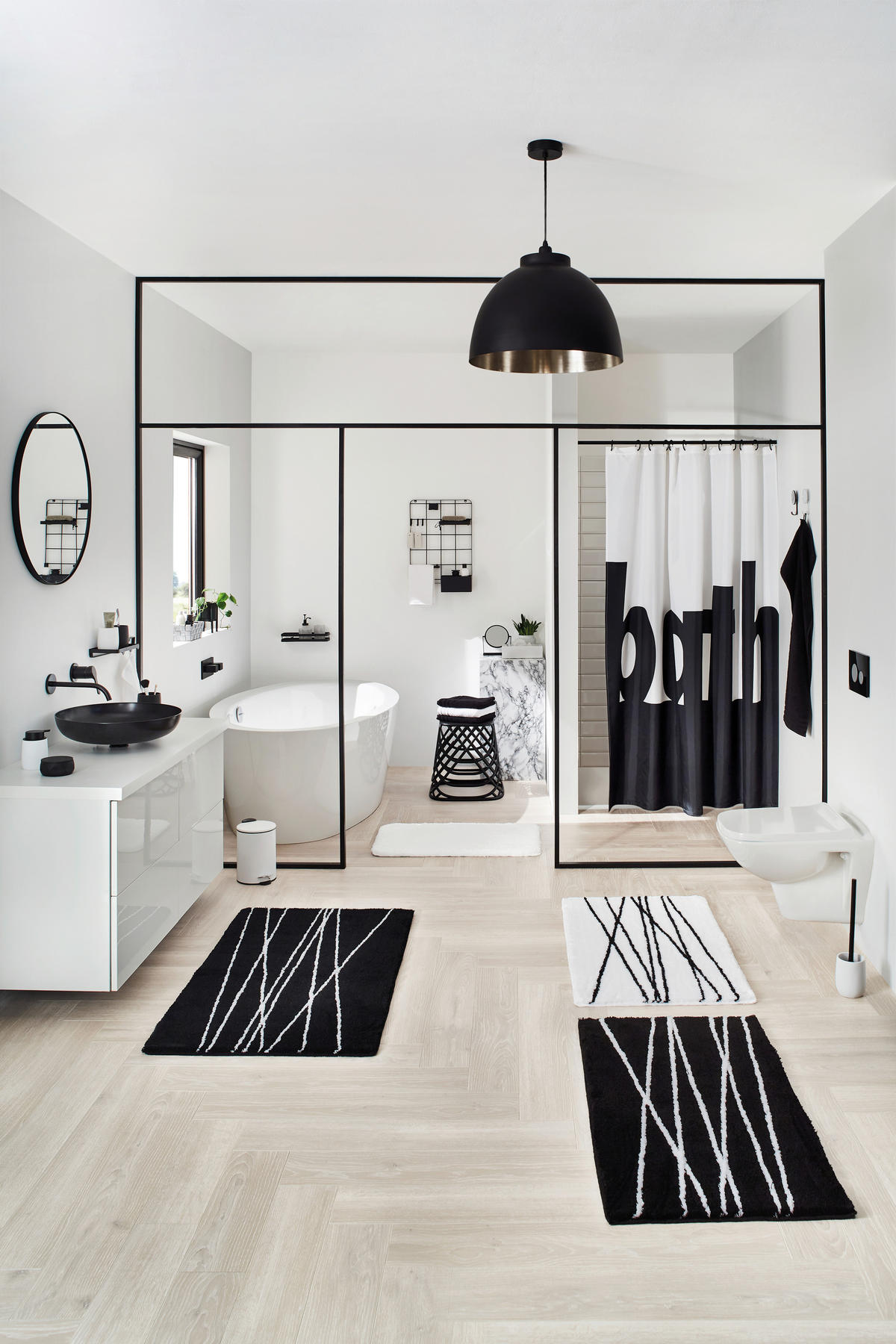 BADEZIMMERREGAL 42/55/13 cm  - Schwarz, Basics, Metall (42/55/13cm) - Kleine Wolke