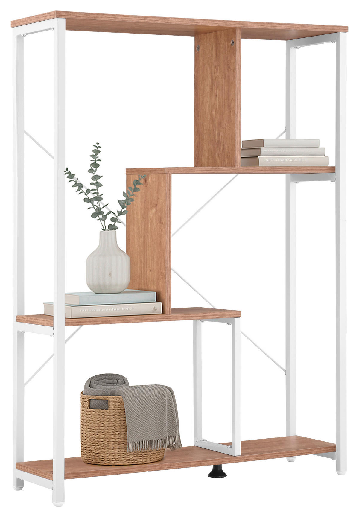 REGAL Weiß, Eichefarben  - Eichefarben/Weiß, MODERN, Holz/Metall (80/110/24cm) - MID.YOU