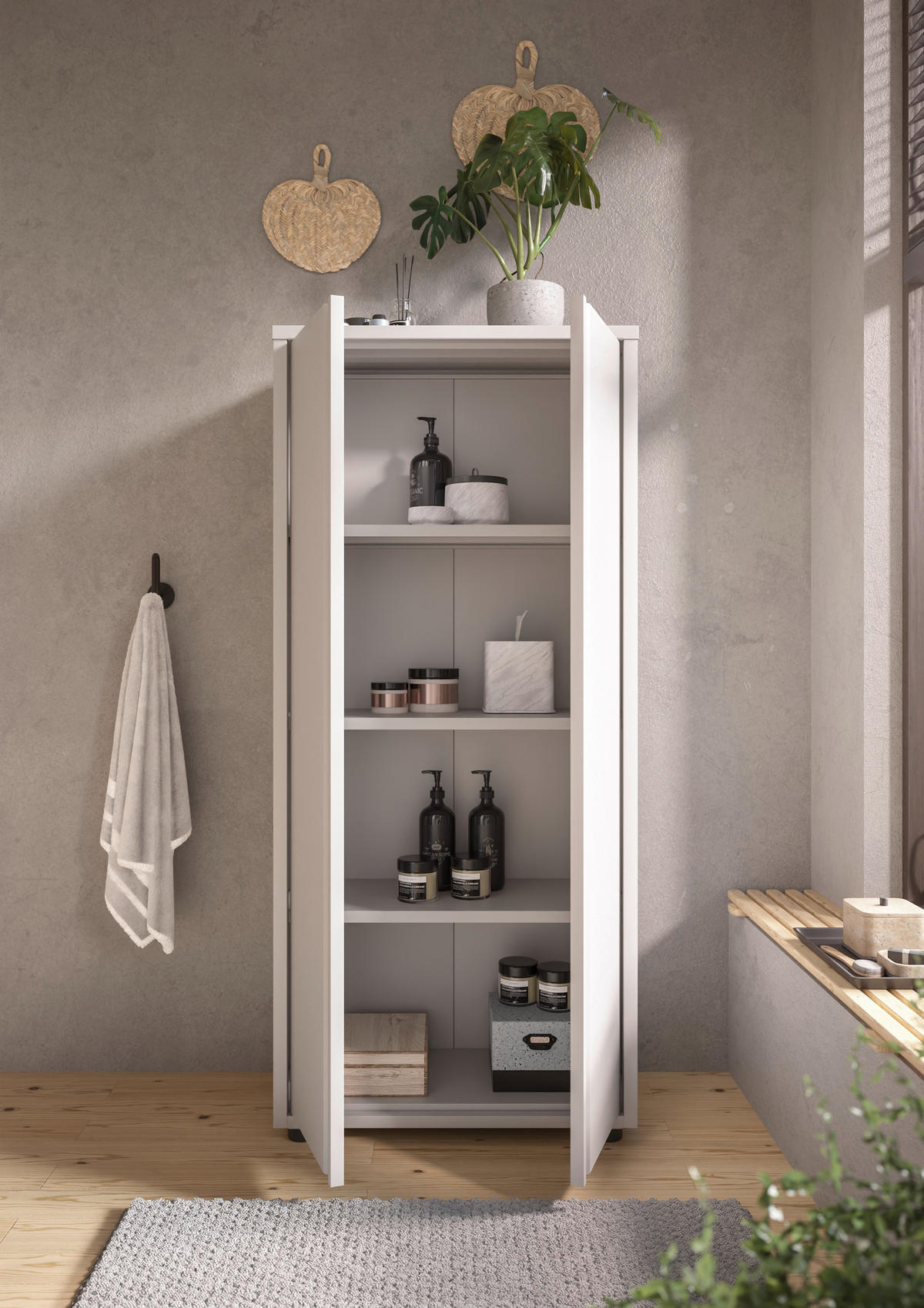 MIDISCHRANK 60/135/30 cm  - Kaschmir/Schwarz, Design, Kunststoff/Metall (60/135/30cm) - home24