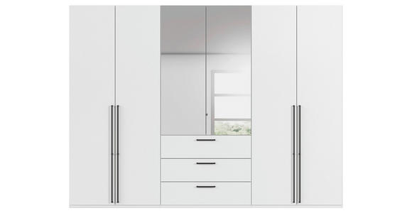 DREHTÜRENSCHRANK 301/235/61 cm,  in Weiß, 6-türig  - Chromfarben/Schwarz, Basics, Glas/Holzwerkstoff (301/235/61cm) - Novel