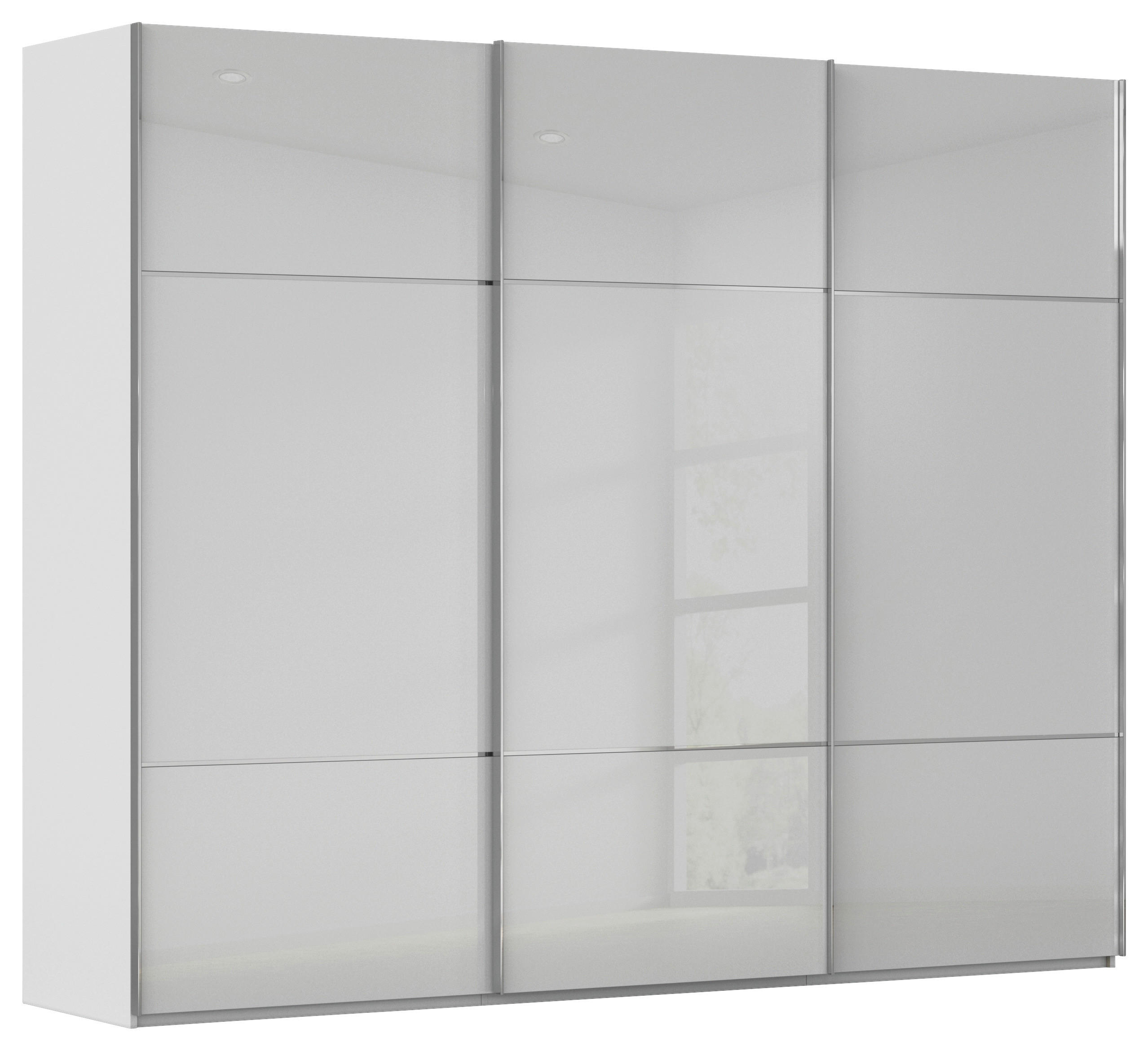 SCHWEBETÜRENSCHRANK in Grau  - Chromfarben/Grau, Konventionell, Glas/Holzwerkstoff (301/223/68cm) - Novel