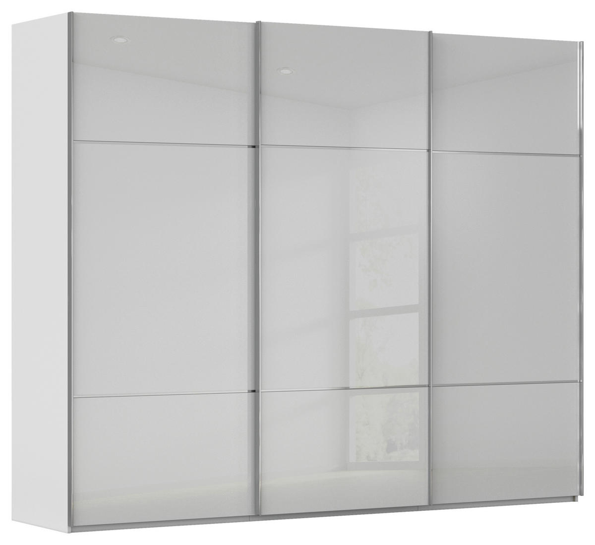 SCHWEBETÜRENSCHRANK in Grau  - Chromfarben/Grau, Konventionell, Glas/Holzwerkstoff (301/223/68cm) - Novel