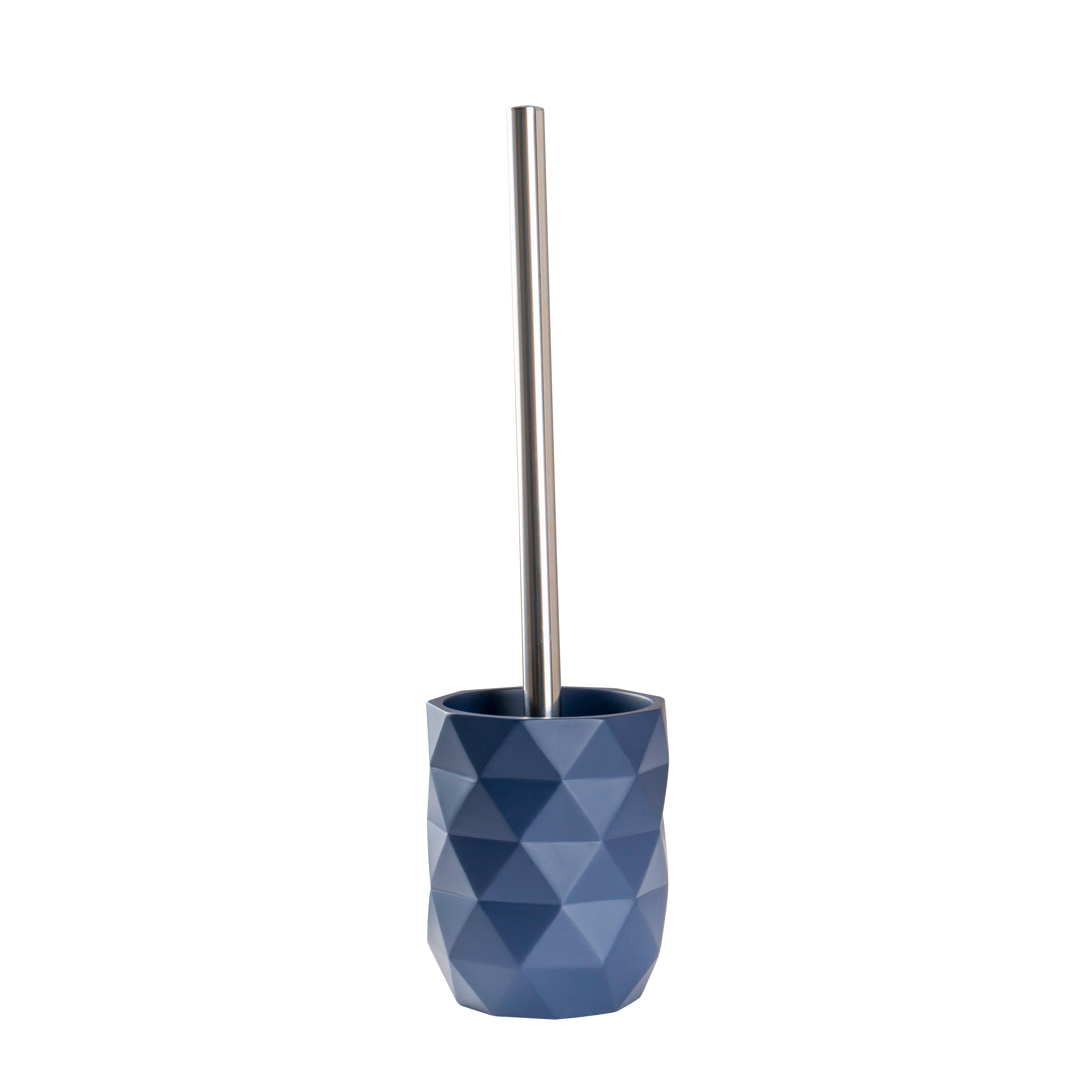 WC-BÜRSTENGARNITUR in Metall  Kunststoff   - Chromfarben/Dunkelblau, Basics, Kunststoff/Metall (10/37,3/10cm) - Sadena