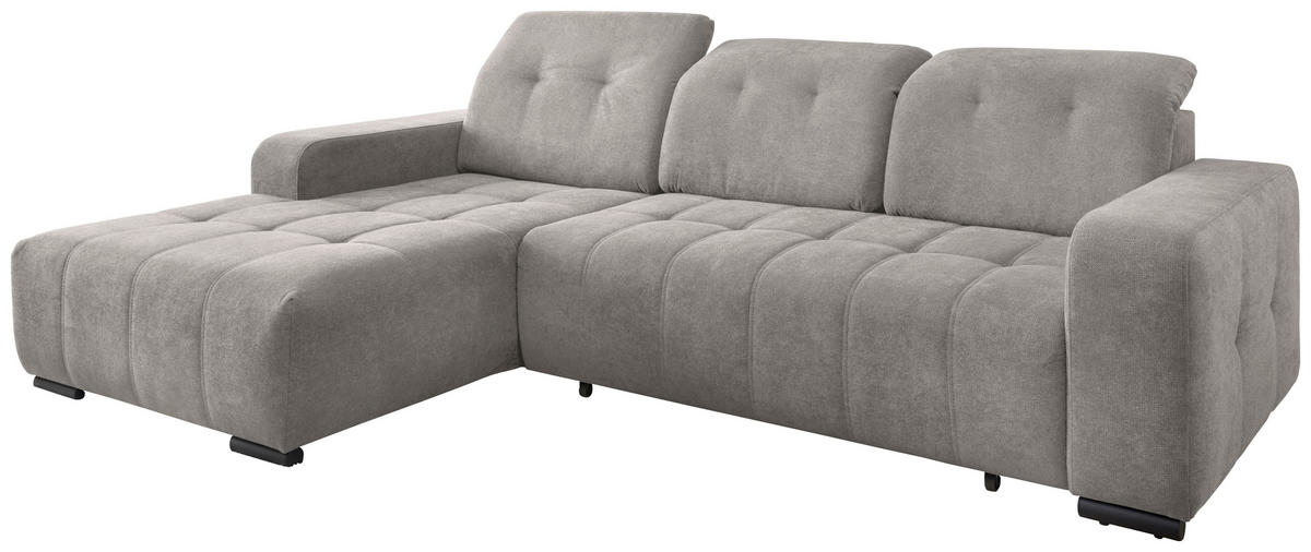 ECKSOFA Mikrofaser Grau  - Schwarz/Grau, Modern, Textil/Metall (185/292cm) - Livetastic