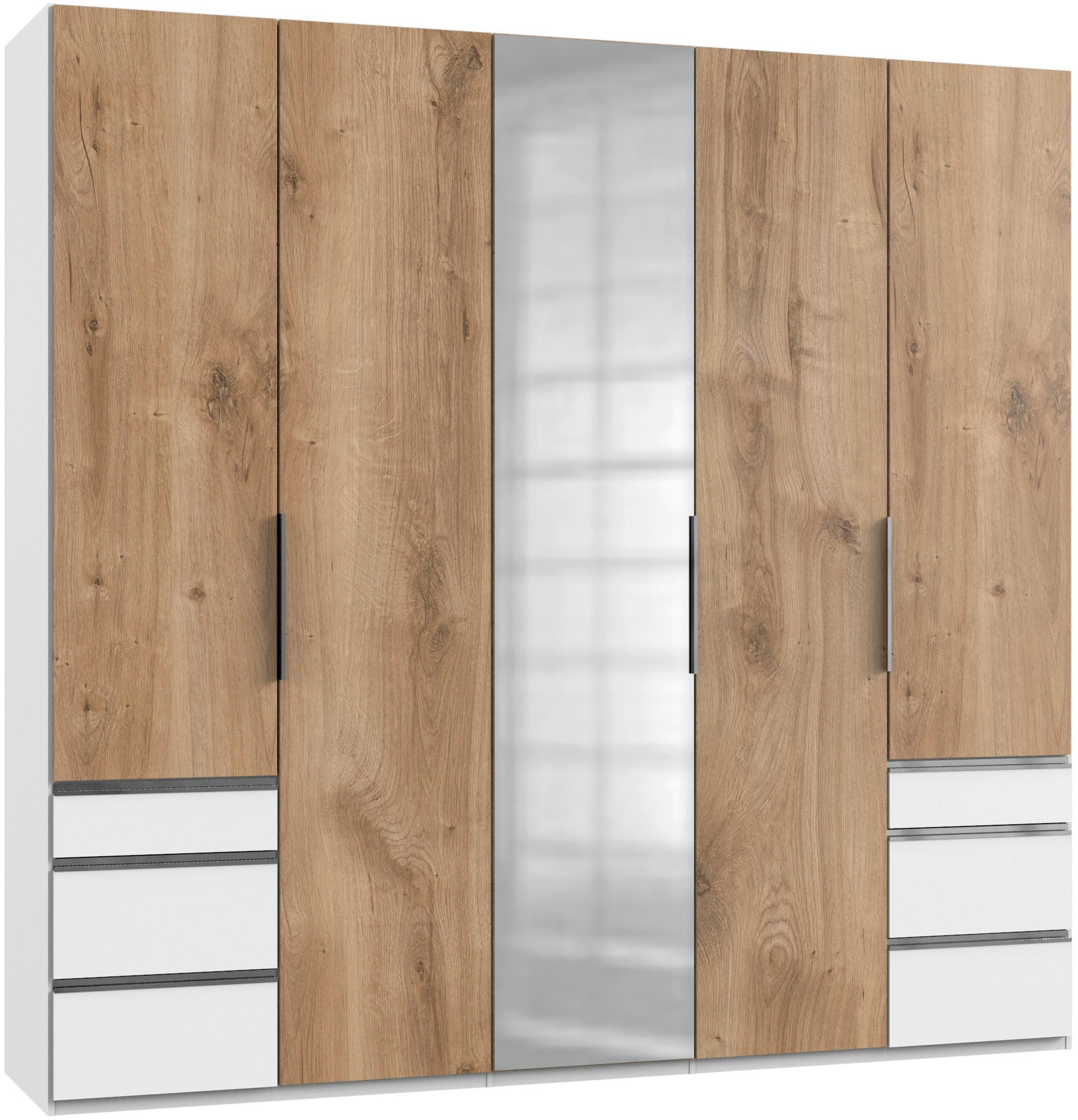 DREHTÜRENSCHRANK 250/236/58 cm 5-türig  - Chromfarben/Eichefarben, MODERN, Holzwerkstoff (250/236/58cm) - MID.YOU