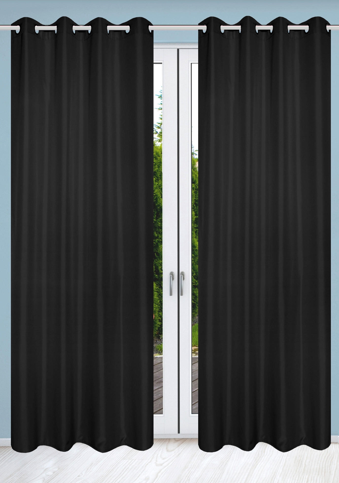 Thumbnail - Ösenschal Atlantika, Schwarz, Textil, Uni, 140x235 cm, Wohntextilien, Gardinen & Vorhänge, Fertiggardinen, Ösenschals