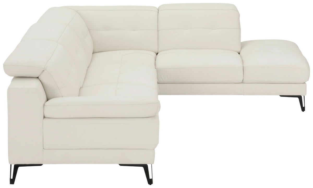 ECKSOFA Weiß Echtleder  - Schwarz/Weiß, MODERN, Leder/Metall (287/224cm) - MID.YOU