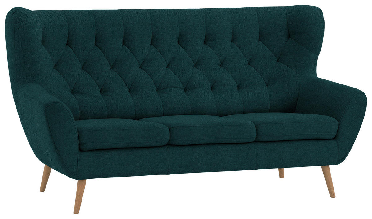 3-SITZER-SOFA in Mikrofaser Grün  - Grün, Design, Holz/Textil (187/101/95cm) - Stylife