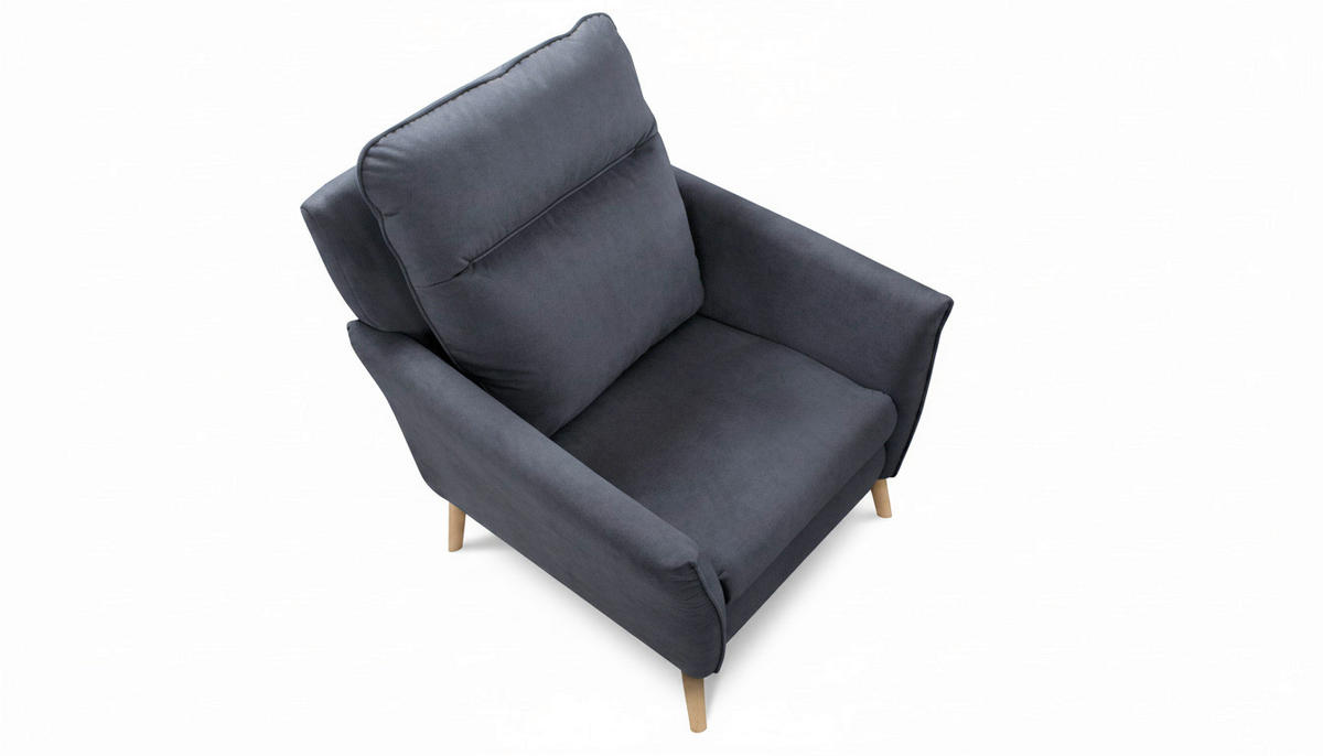 RELAXSESSEL in Textil Blau  - Blau/Buchefarben, Design, Holz/Textil (88/110/92cm) - Livetastic